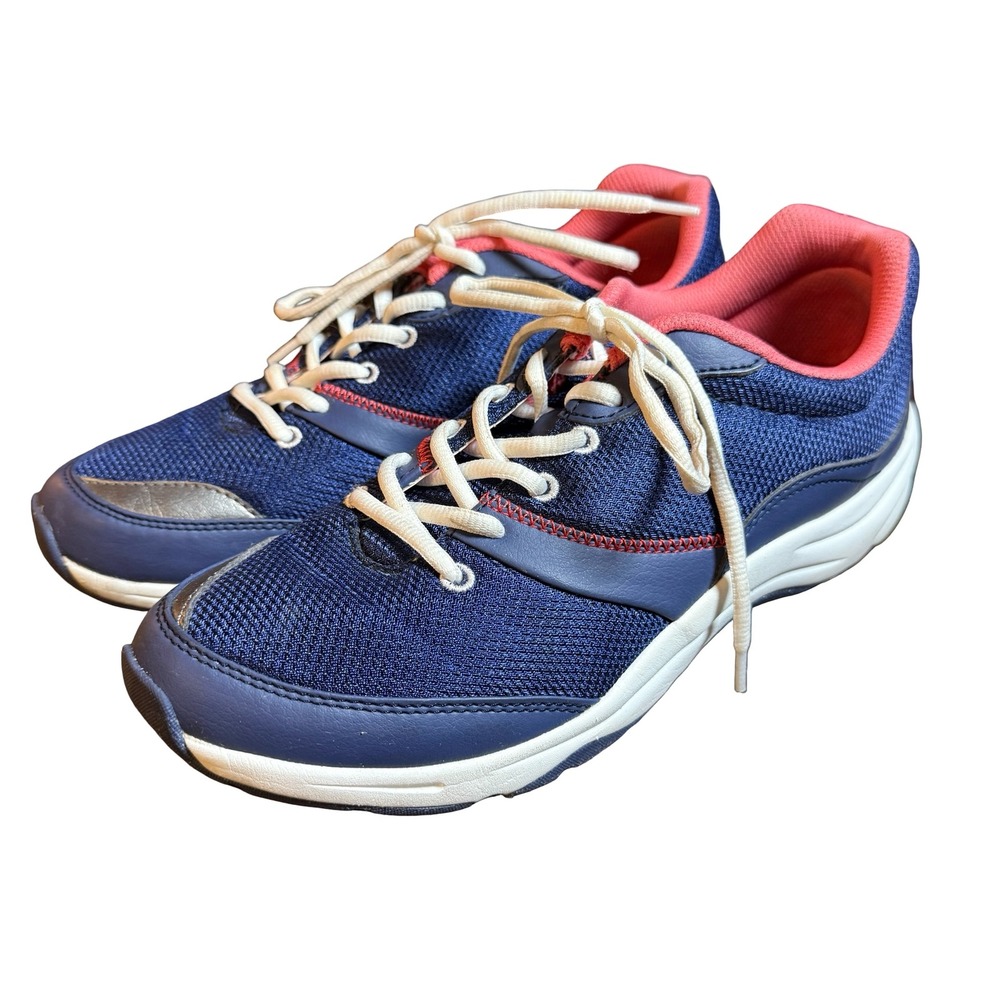Vionic Kona Navy Blue Coral Pink Walking Sneakers Womens 9.5 M Orthotic Shoe